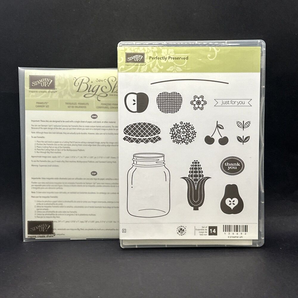Stampin Up Perfectly Preserved 14 Stamp Set 126692 with matching cannery die set